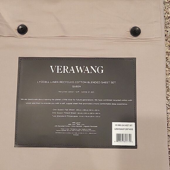 Vera Wang Warm Grey Sheet Set,Queen - Picture 4 of 6